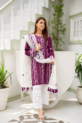 Mulbery Elegant Embroidered Kurt1 with Dupatta -( Stitched )