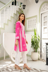 Hot Pink Embroidered Kurti - ( Stitched )