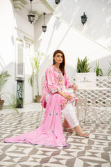 Cotton Candy Pink silk ( Elevate your style with our Baby Pink Silk Hand-Embroidered Shirt ) - Stitched