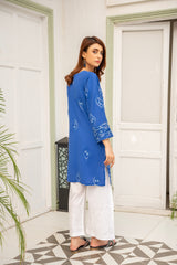 Elegant Royal Blue Embroidered Kurta - ( Stitched )
