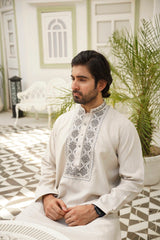 Grey Kurta - ( Stitched )