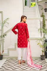 Maroon Embroidered Kurti With Dupatta – ( Stitched )