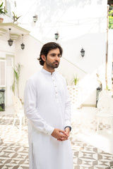 Men's Premium White Kurta Set - ( Stitched )