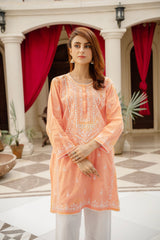 Maroon Embroidered Kurti - (Stitched)