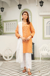 Caramel Elegant Embroidered Kurti With Dupatta - (Stitched )