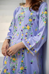 Lavender Mist.( Timeless elegance with our Hand-Embroidered Lavender Mist shirt )