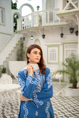 Sea Blue Elegance Kurti – ( Stitched )