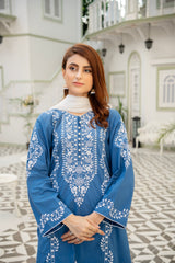 Sea Blue Elegance Kurti – ( Stitched )