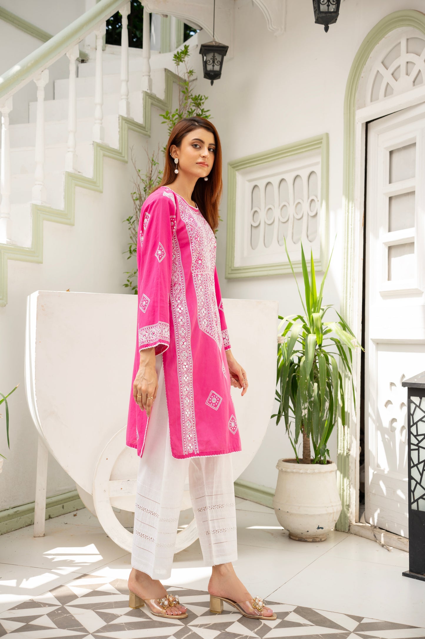 Hot Pink Ari Work Kurti – Stitched