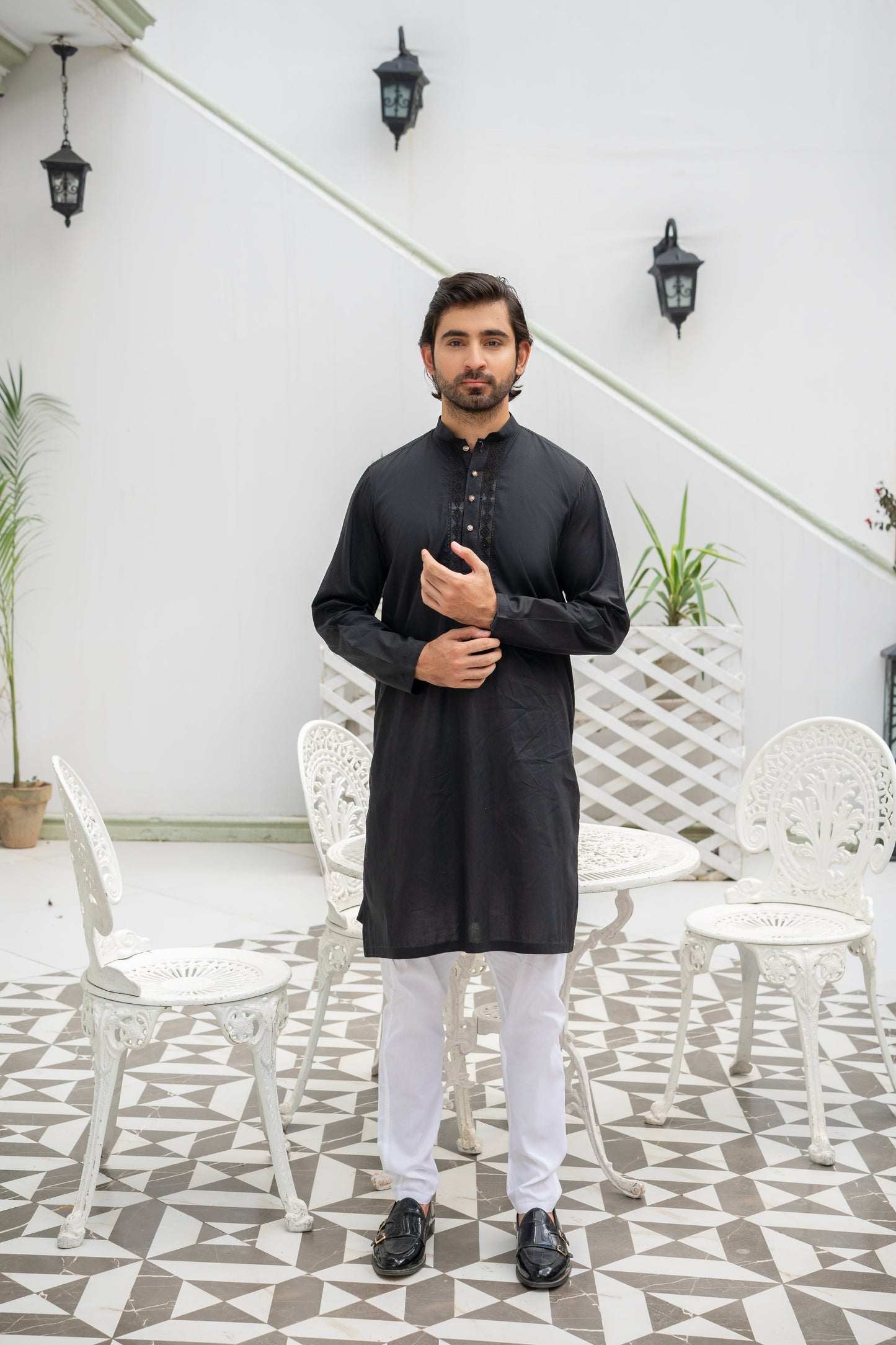 Black Tarkashi Kurta Set – Stitched