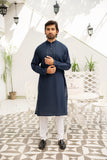 Stylish Blue Kurta with White Pajama - ( Stitched )