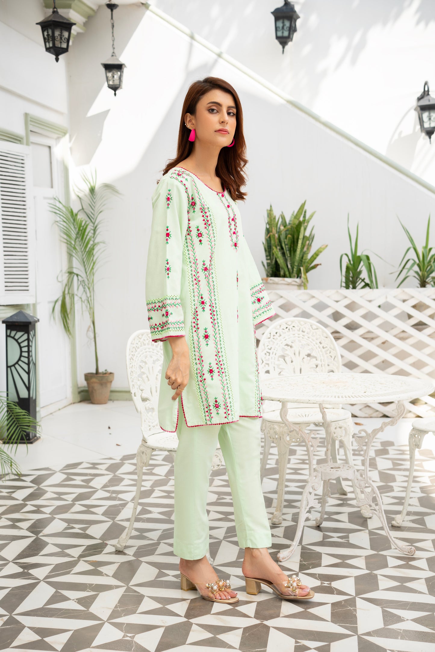 Pistachio Hand Embroidered Kurti – Stitched