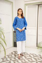 Elegant Royal Blue Embroidered Kurta - ( Stitched )