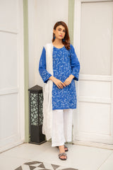 Elegant Royal Blue Embroidered Kurta - ( Stitched )
