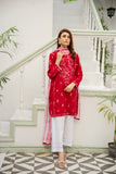 Maroon Embroidered Kurti With Dupatta – ( Stitched )