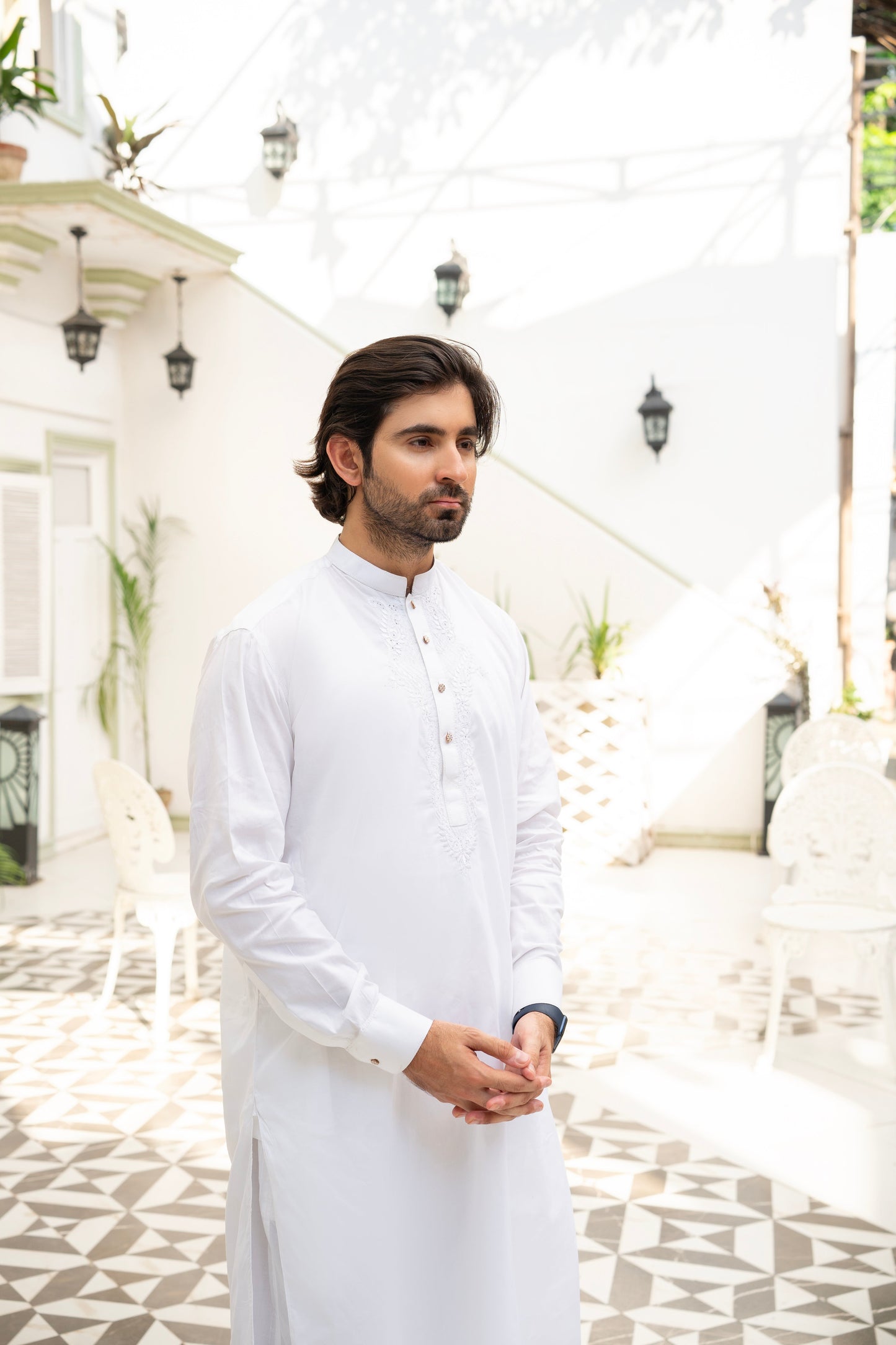 White Ari Work Kurta Set – Stitched
