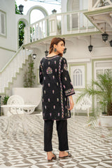Elegant Black Embroidered Kurti - ( Stitched )