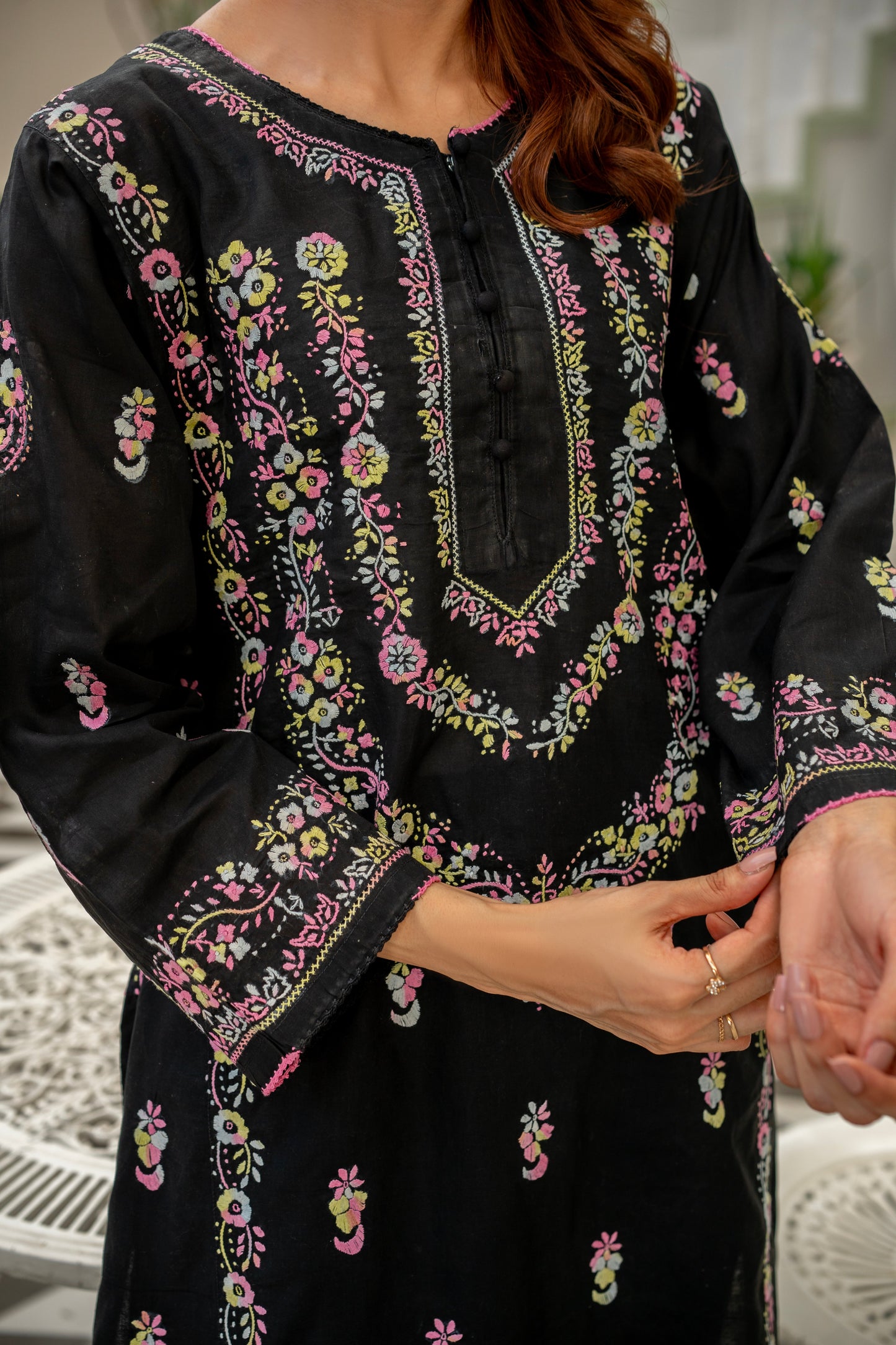 Black Embroidered Kurti – Stitched